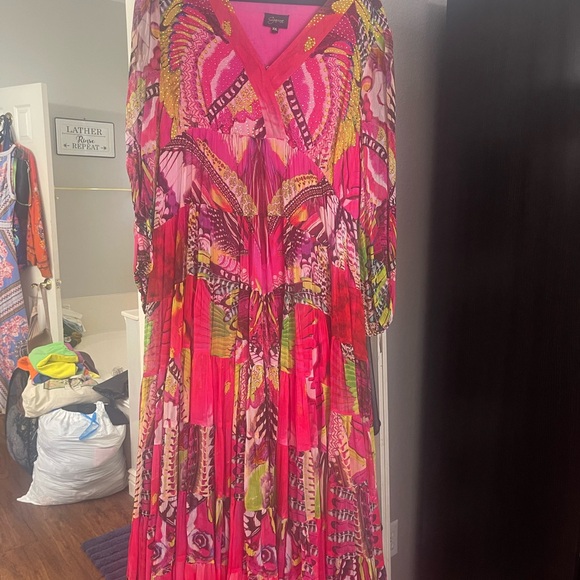 czarina Dresses & Skirts - Elegant Pink Patterned Maxi Dress with crystals